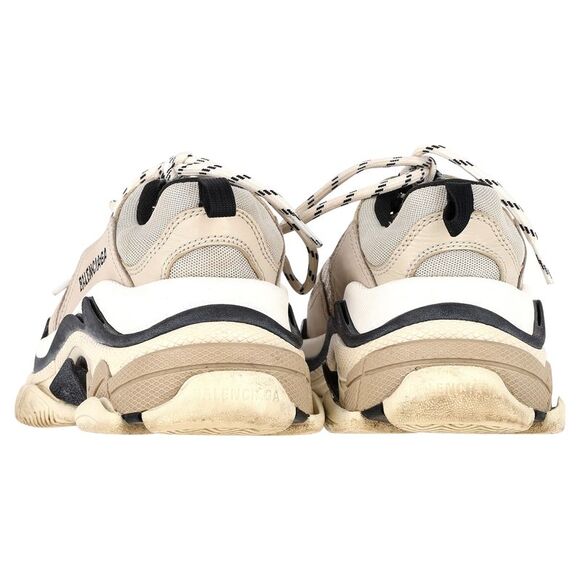 Balenciaga Clear Sole Triple S Sneakers in Beige Polyester